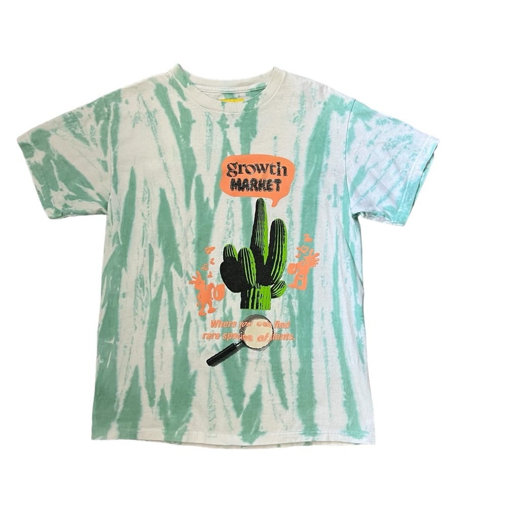 Market Growth Tie Dye Tee 'Green Stripe Tie Dye' Made in USA Size Small